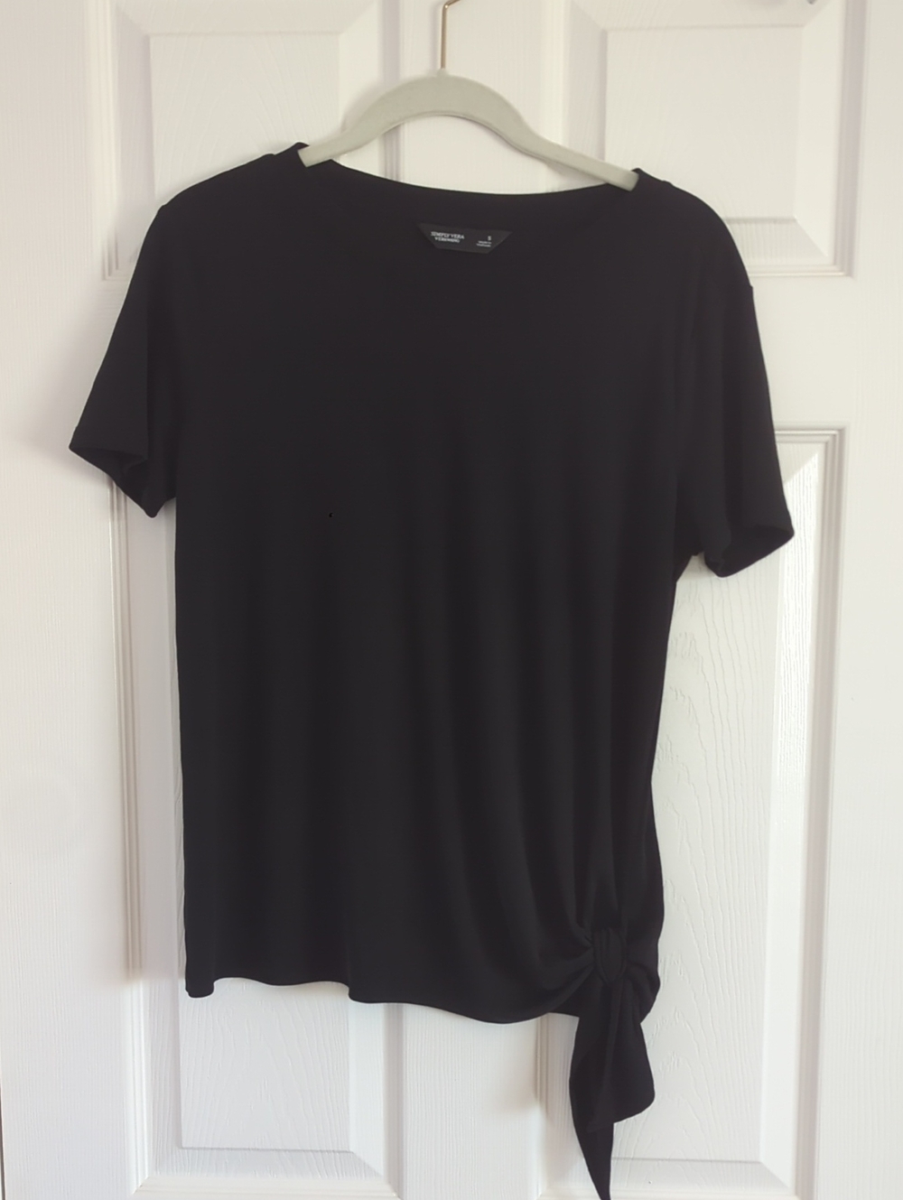 Simply Vera Vera Wang Black Short-Sleeve Tie-Hem Top